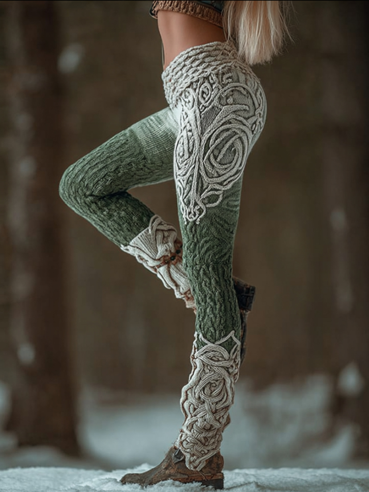 Viking Style Celtic Knot Knit Leggings