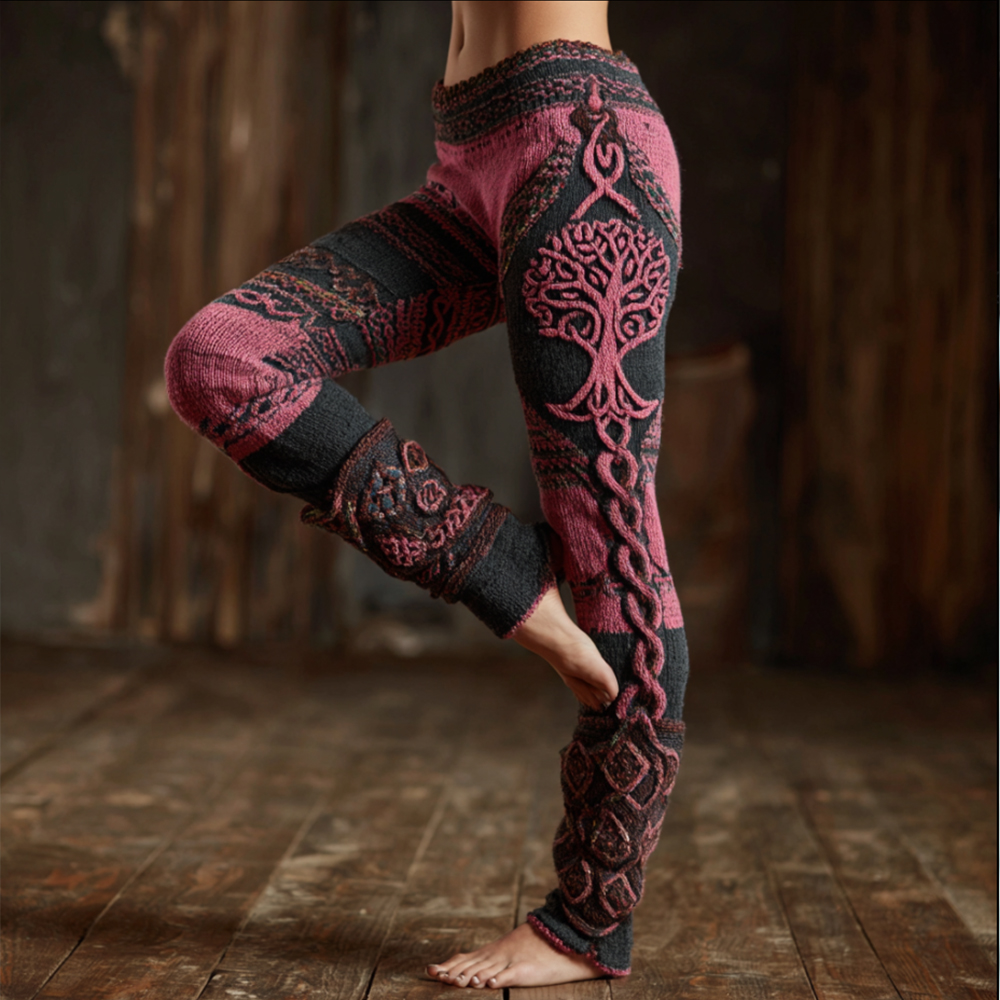 Women's Viking Style Tree Of Life Celtic Knot Contrasting Leggings