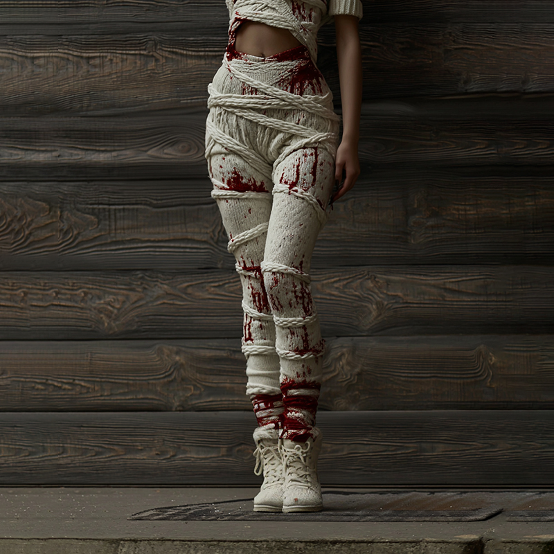 Women's Halloween Vintage Bandage Art Casual Warm Leggings