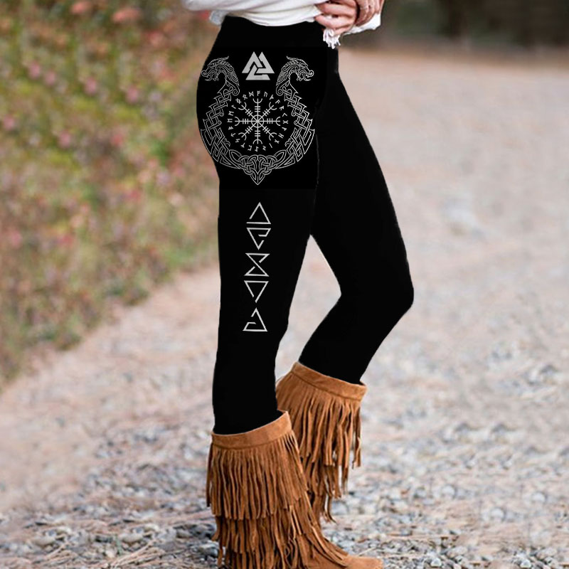 Vintage Tribal Viking Pattern Casual Leggings