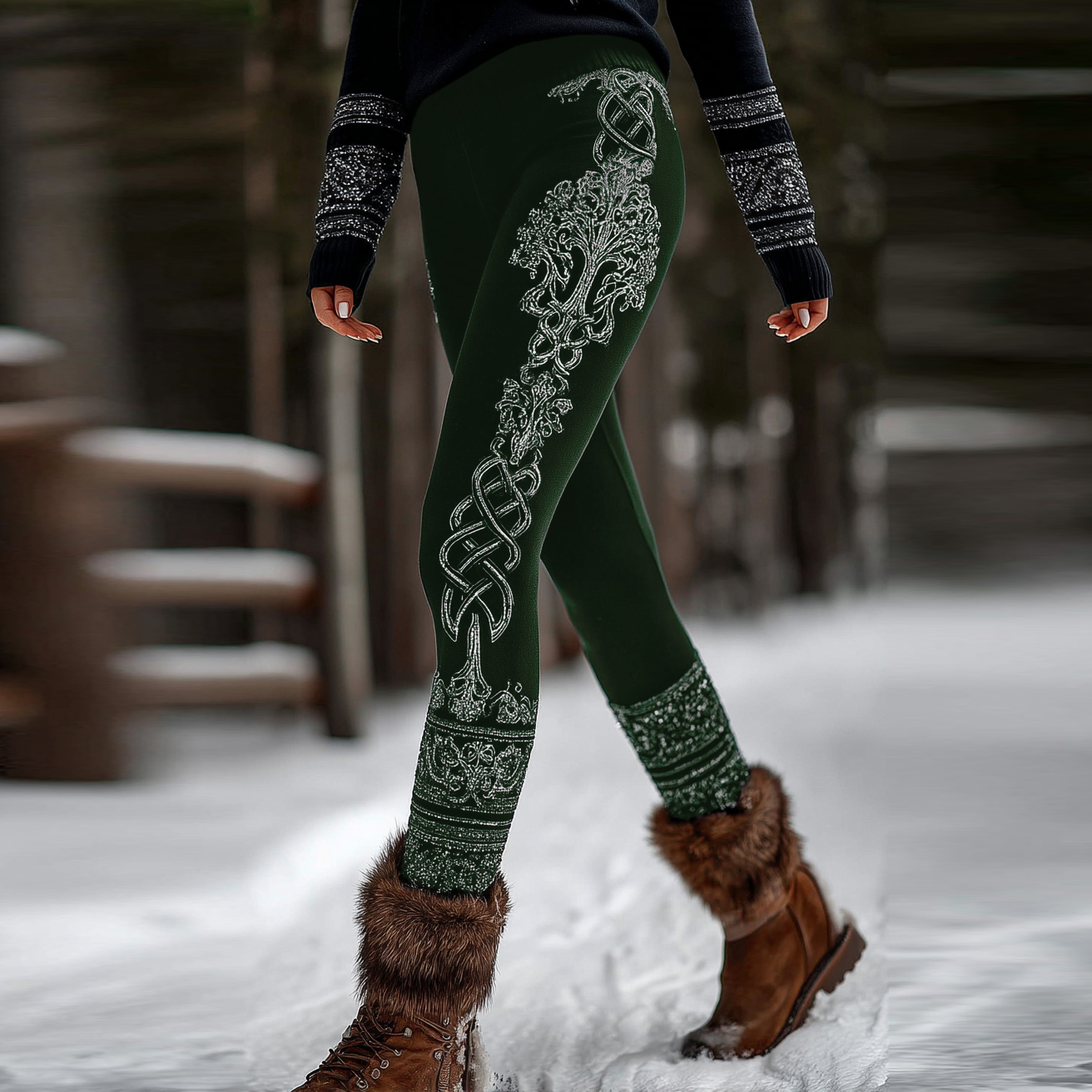 Women's Viking Style Life Of Tree Celtic Graphic Leggings