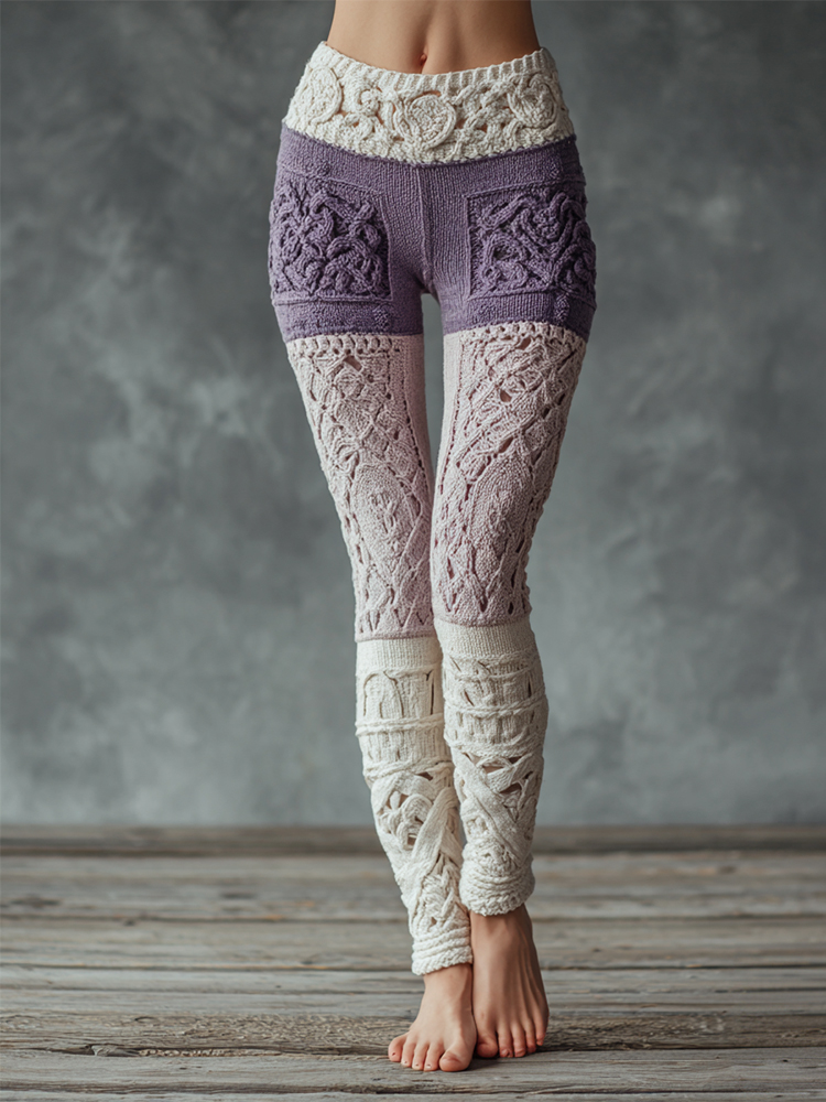 Vintage Viking Celtic Knot Knit Cozy Leggings