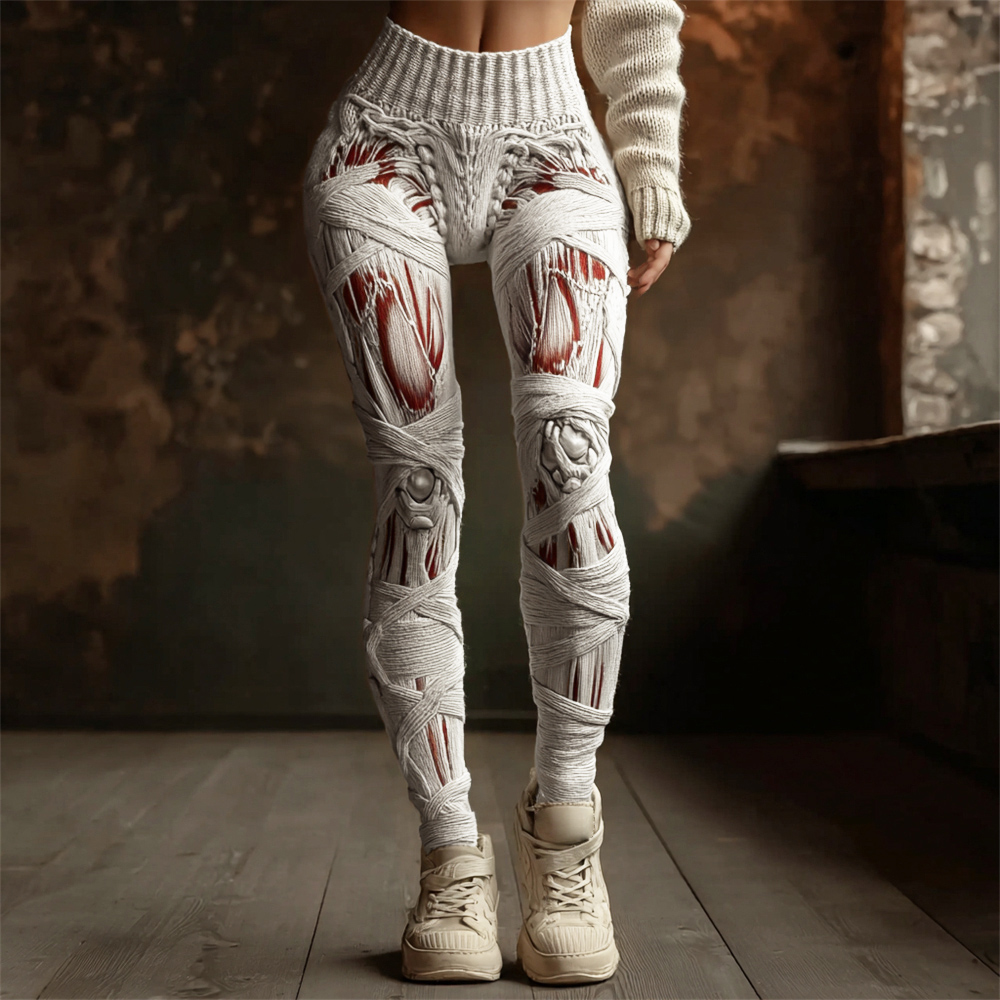 Halloween Muscle Anatomy Bandage Art Women's Knit Leggings