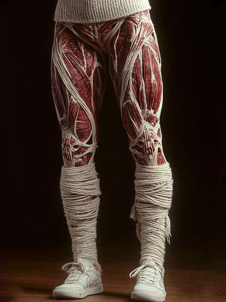 Wmoen's Vintage Halloween Skeleton Art Sweatpants