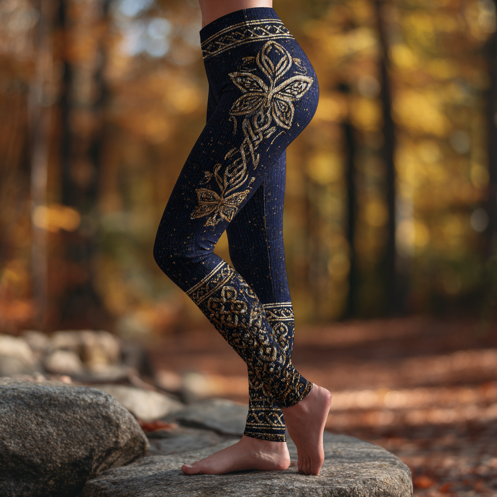 Viking Retro Celtic Butterfly Pattern Women's Tight Knit Leggings