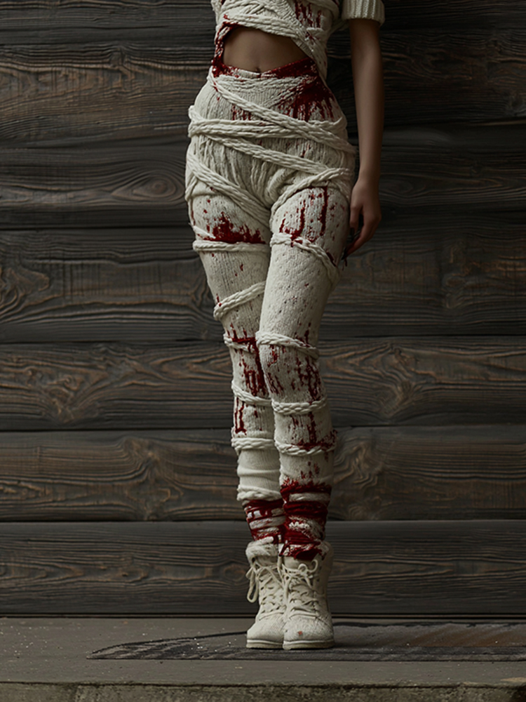 Women's Halloween Vintage Bandage Art Casual Warm Leggings