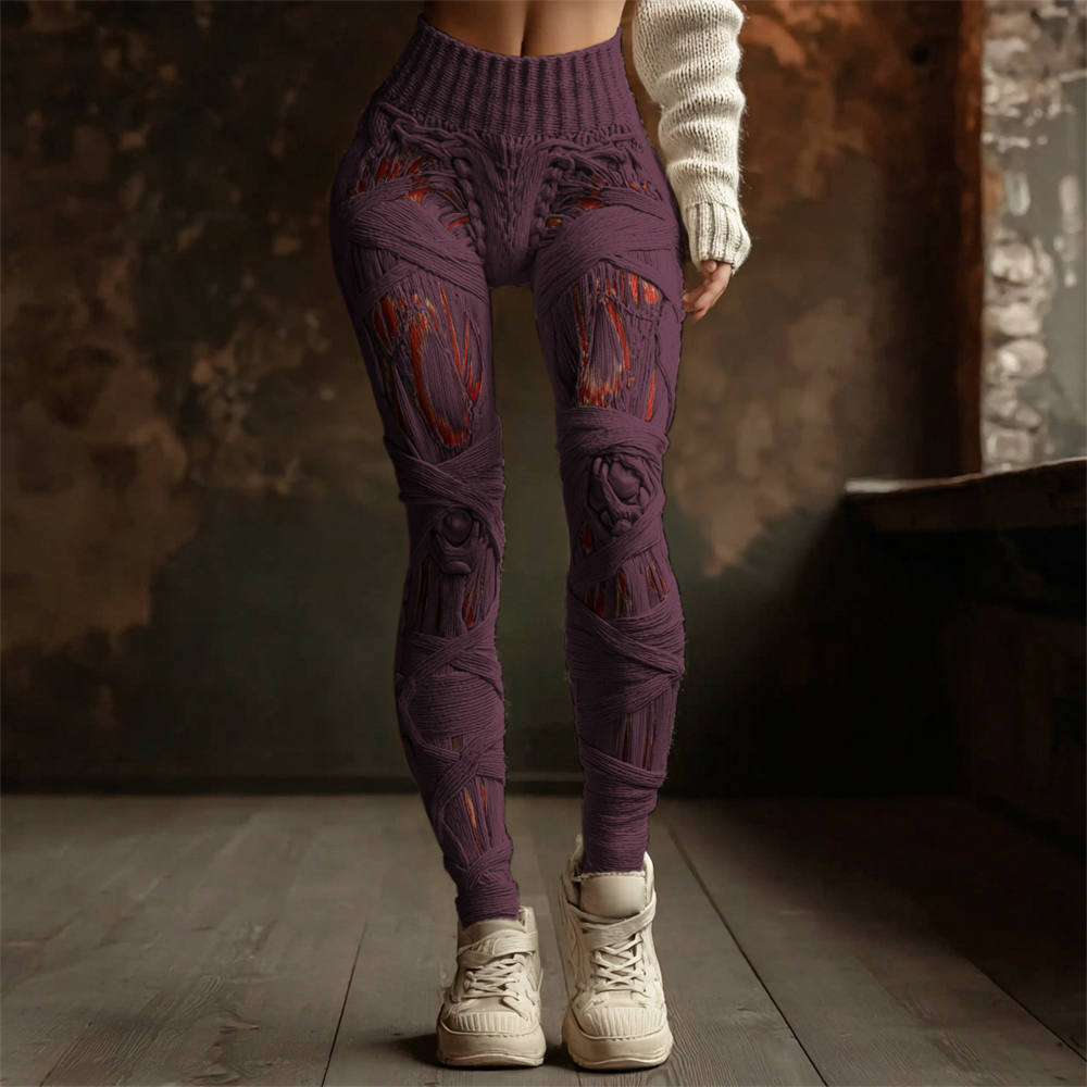 Halloween Muscle Anatomy Bandage Art Women's Knit Leggings