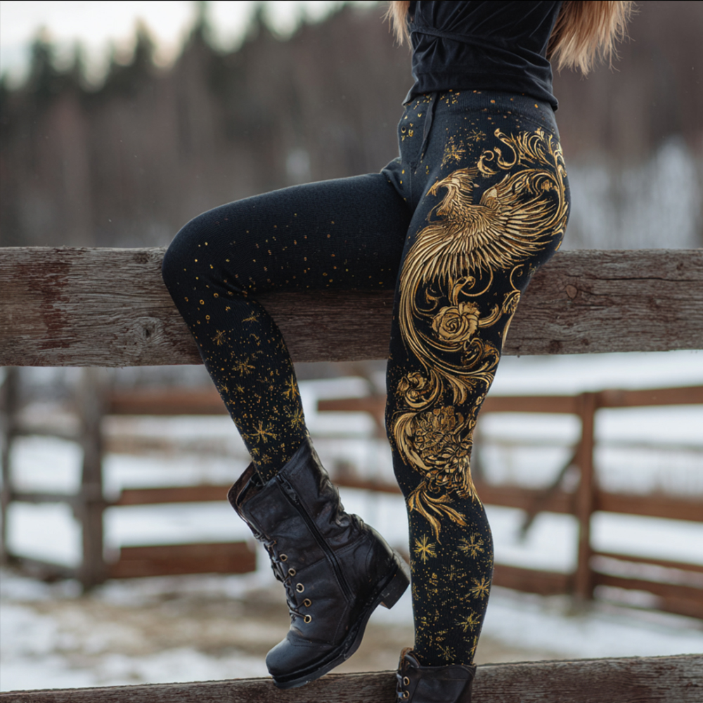 Viking Style Phoenix Print Leggings