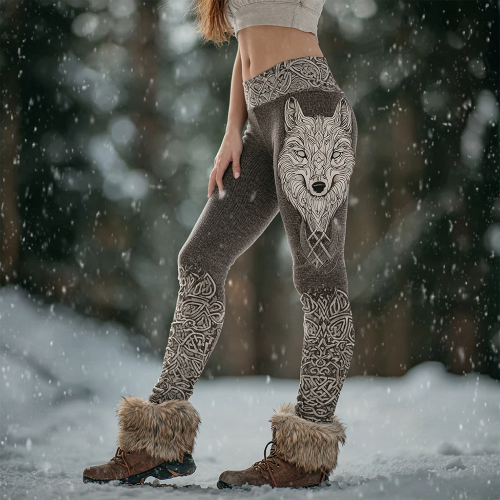 Vintage Viking Wolf Inspired Celtic Knot Casual Leggings