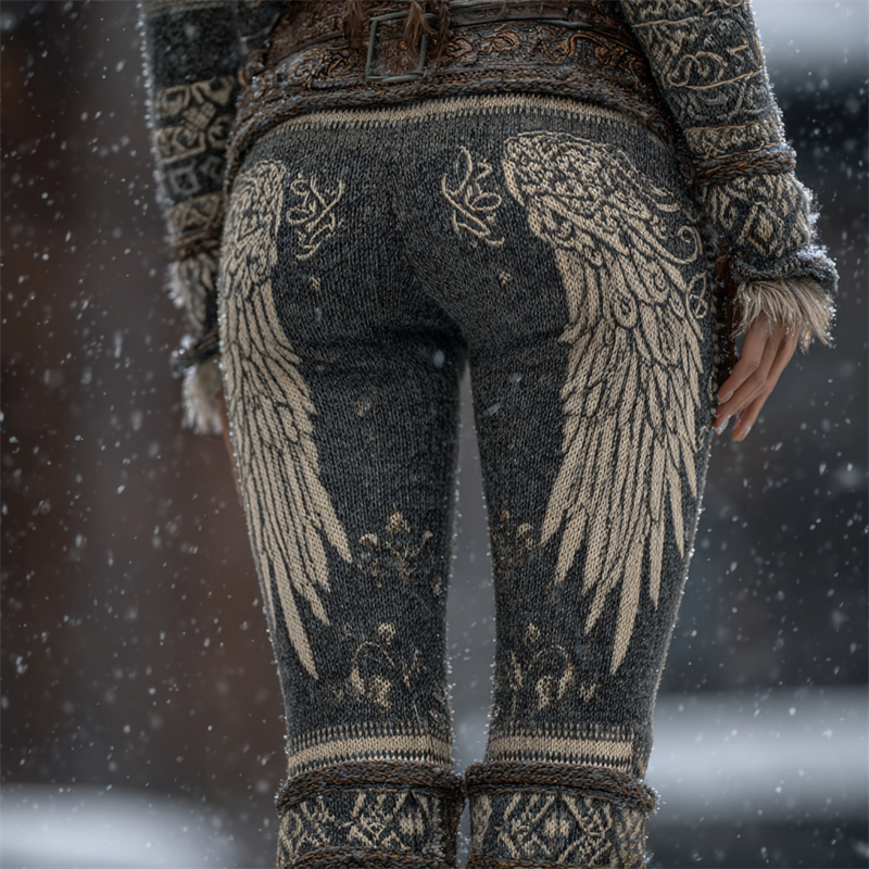 Vintage Viking Wings Celtic Knot Cozy Knit Leggings