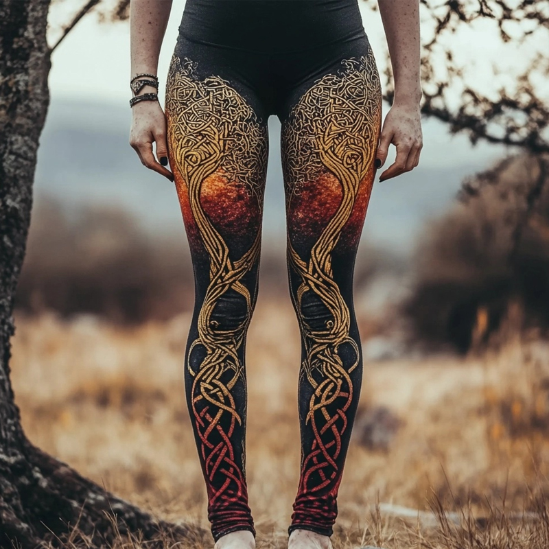 Vintage Viking Tree Of Life Gradient Comfy Leggings