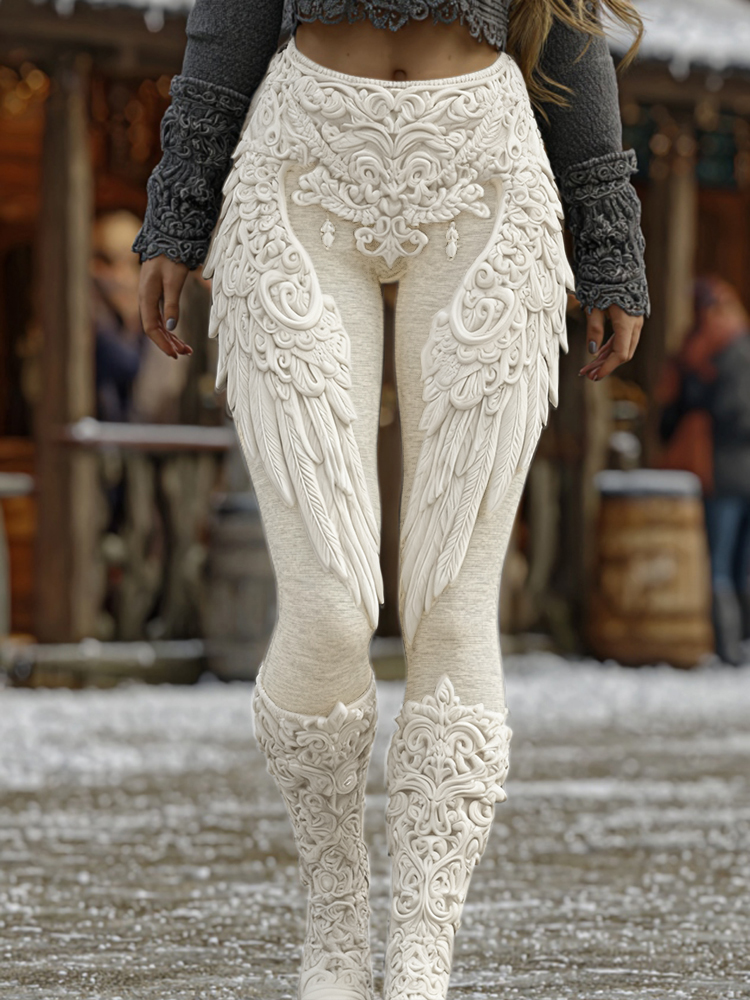 Women's Viking Celtic Wings Art Cozy Knit Leggings