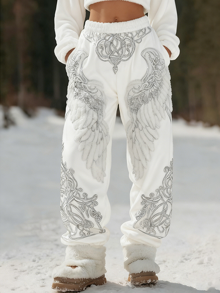 Women's Viking Angel Wings Art Casual  Flannel Pants