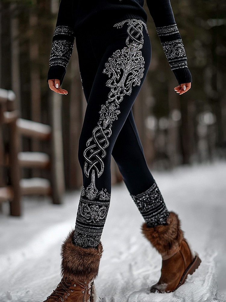 Women's Viking Style Life Of Tree Celtic Graphic Leggings