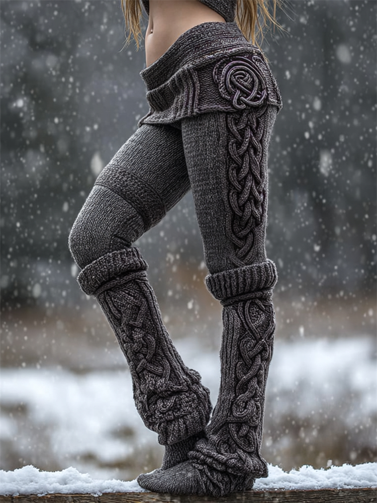 Basic Viking Side Celtic Knot Cozy Knit Leggings