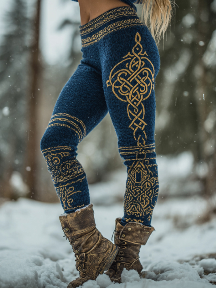 Women's Viking Style Gold Celtic Knot Leggings