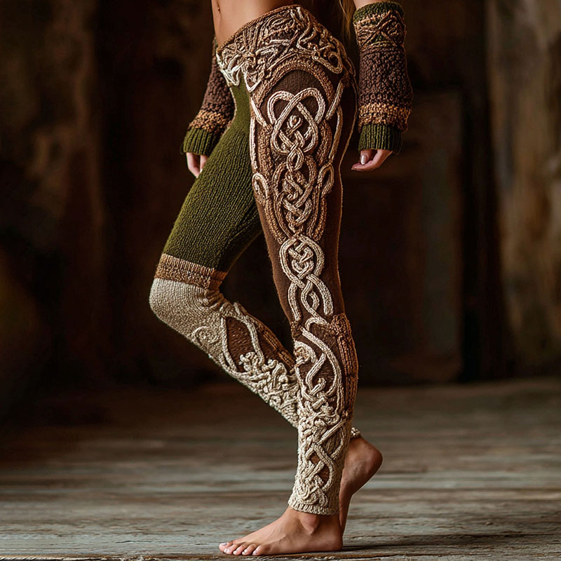 Women's Vintage Celtic Knot Print Knit Leggings