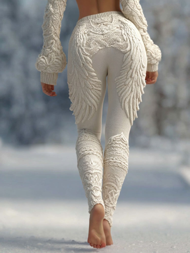 Women's Viking Wing Pattern Knit Leggings