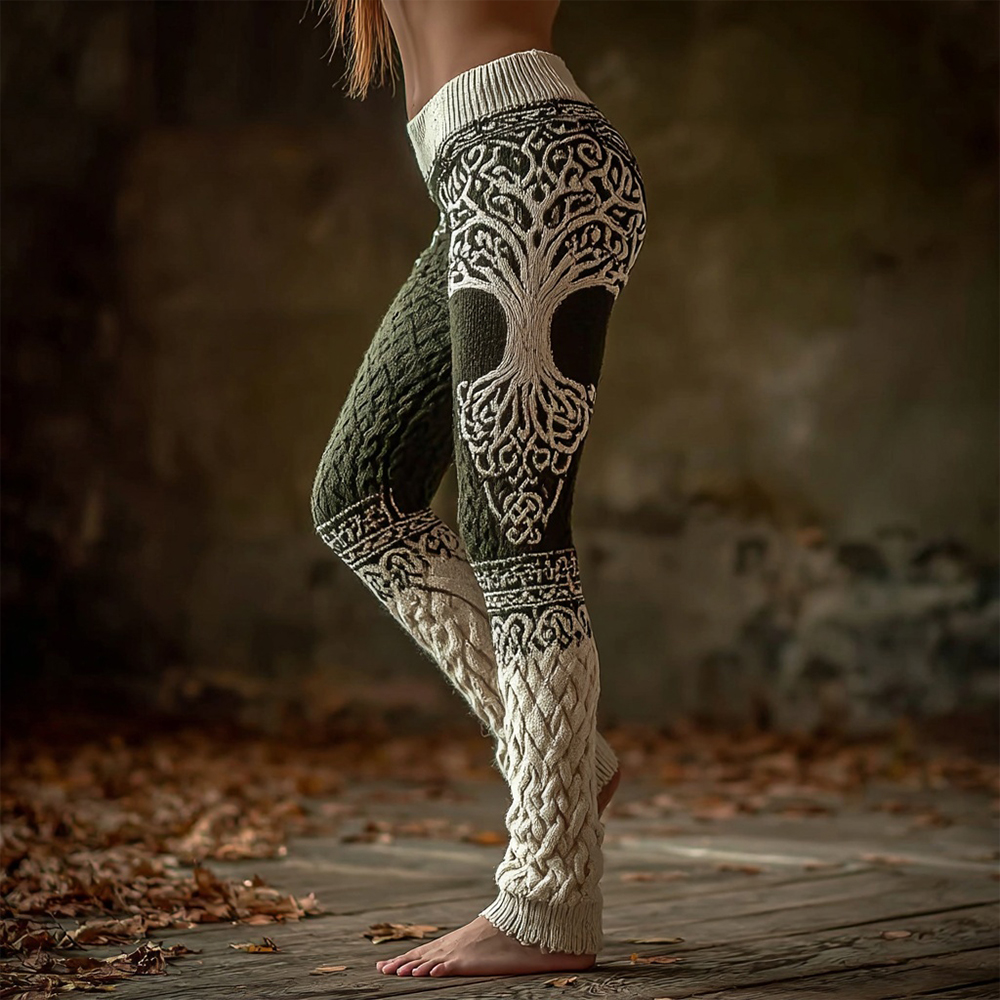 Vintage Viking Tree Of Life Celtic Cozy Knit Leggings