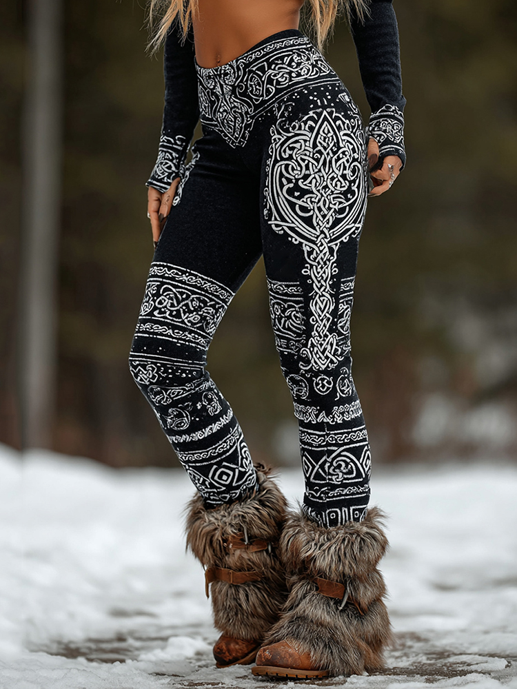 Women's Vintage Viking  Celtic Knot Print Casual Leggings