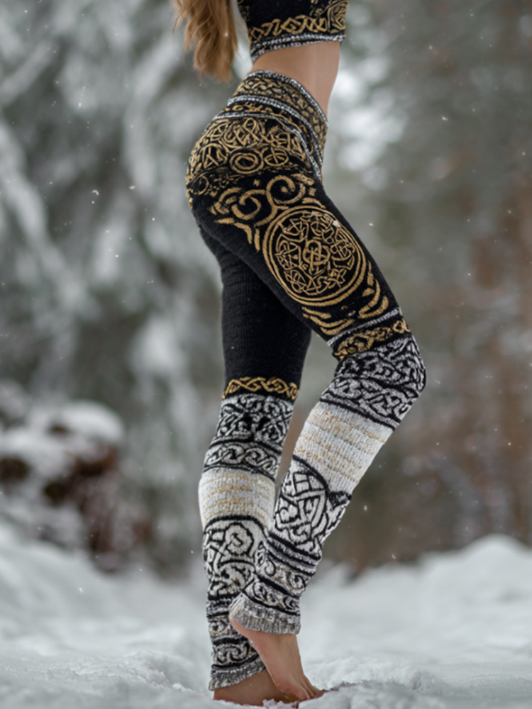 Viking Style Viking Compass Celtic Knot Slim-fit Leggings