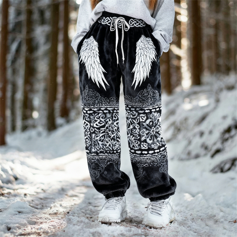 Viking Wing Pattern Design Women's Flannel Pants