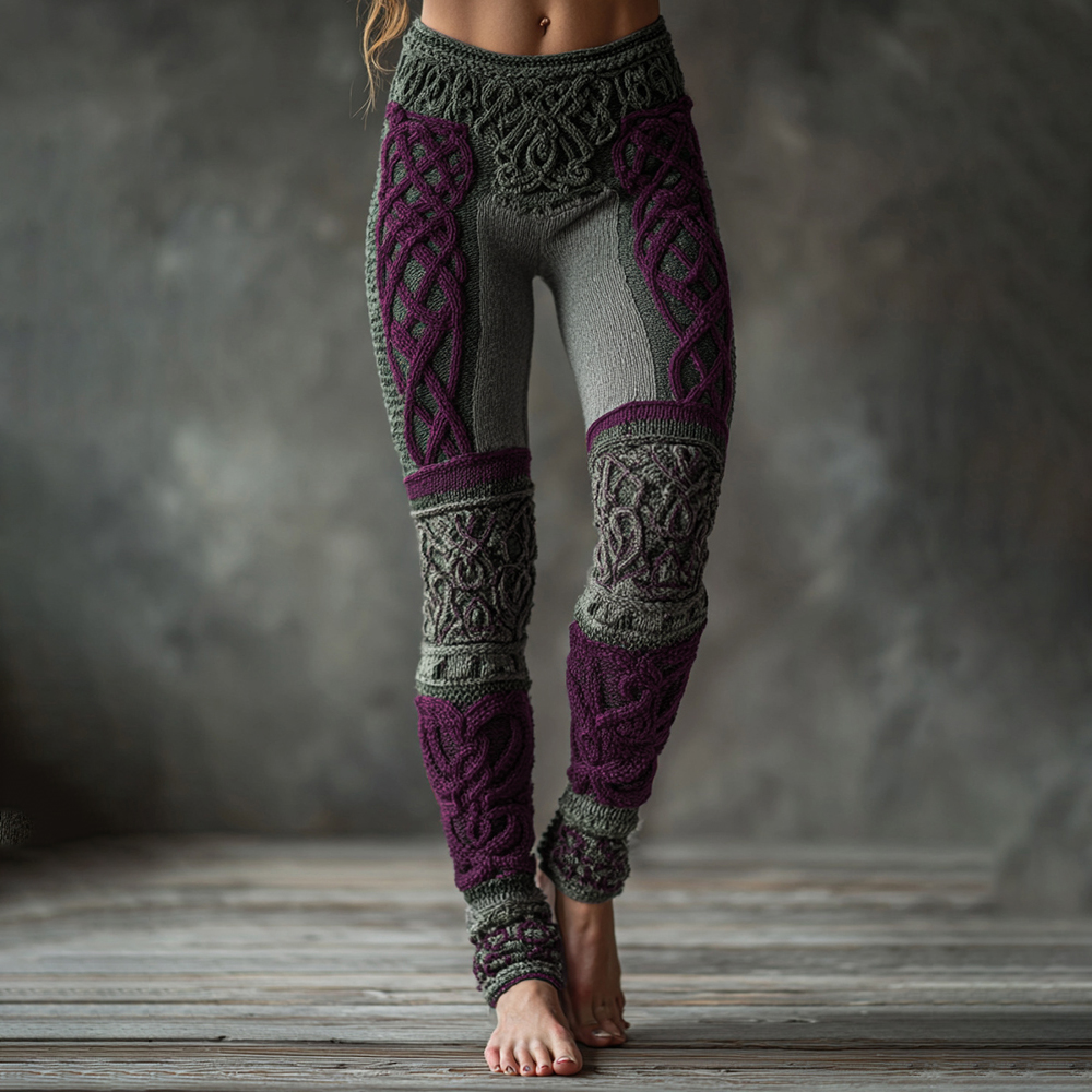 Christmas Celtic Knot Knit Jacquard Cozy Leggings