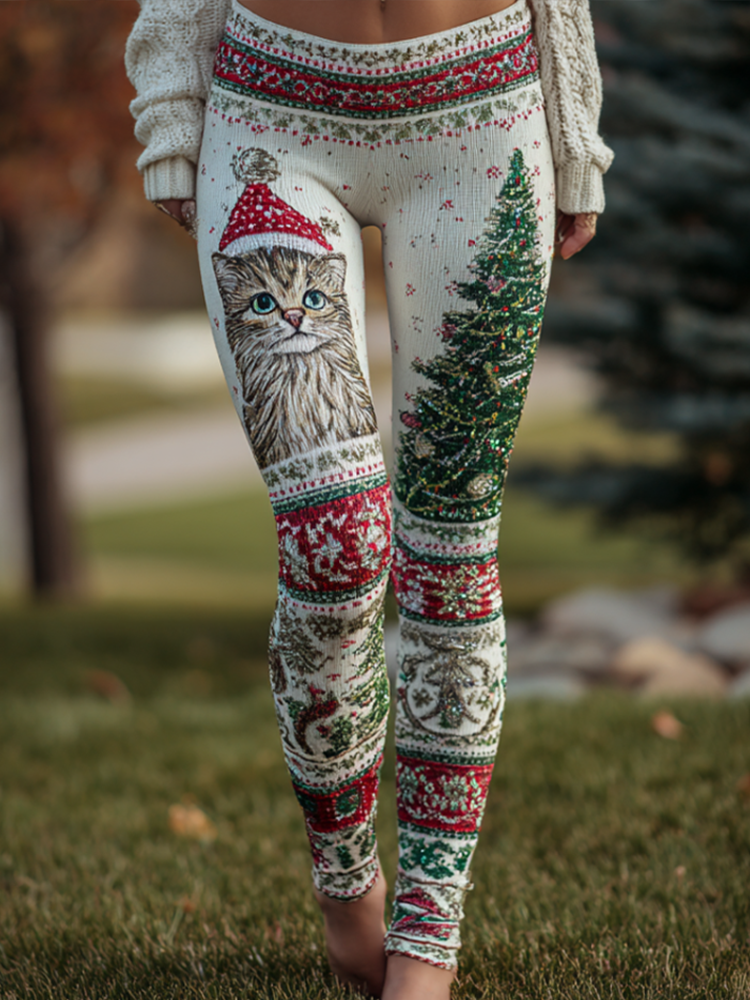 Women's Christmas Knitted Tight-fitting Leggings