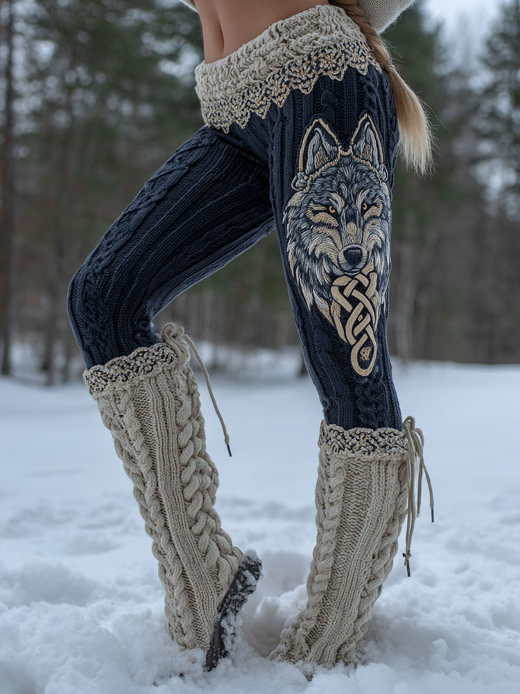 Women's Viking Wolf Celtic Knot Print Leggings