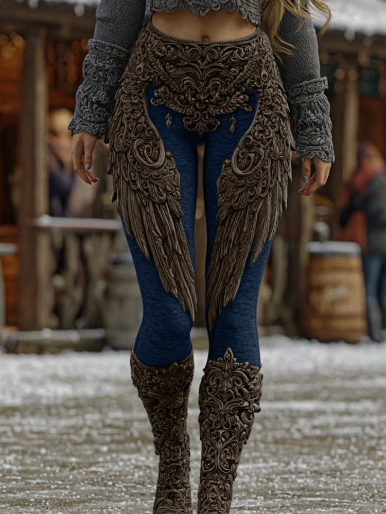 Women's Viking Celtic Wings Art Cozy Knit Leggings