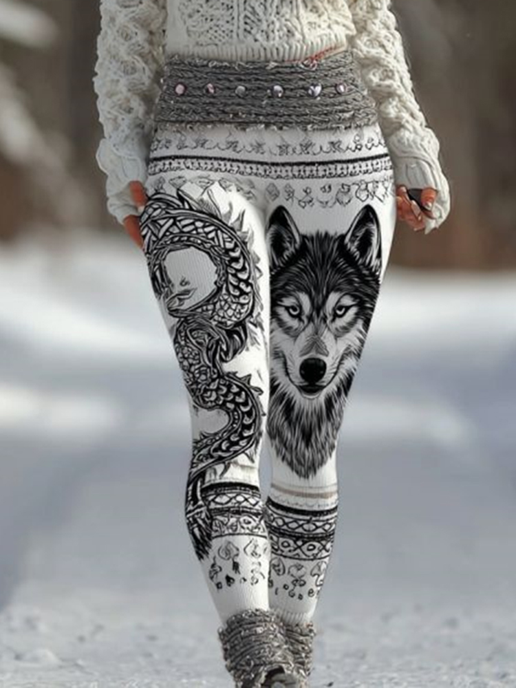 Women's Viking Art Comfort Knitted Leggings
