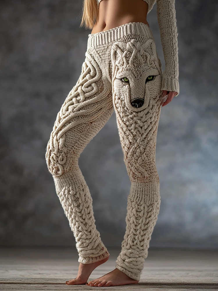 Vintage Viking Wolf Inspired Celtic Knot Comfy Leggings