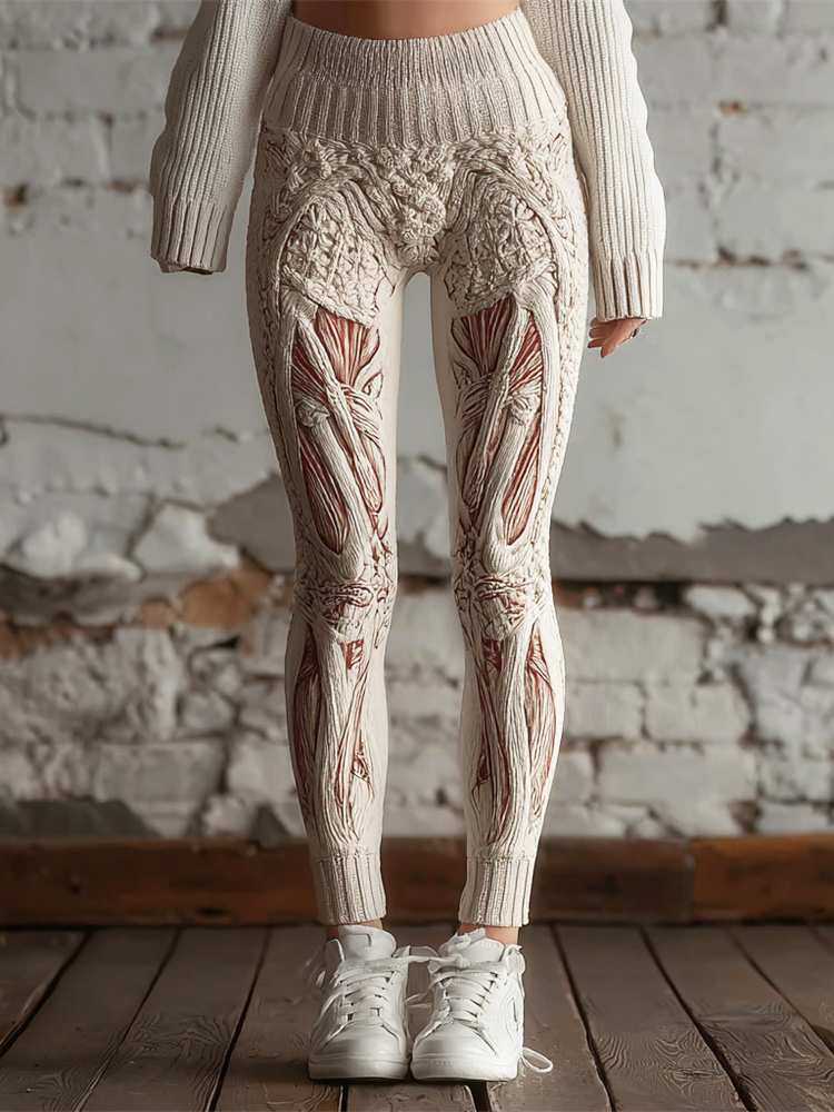 Halloween Anatomical Art Women's Knit Leggings