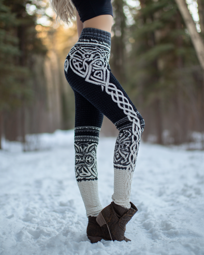 Women's Viking Celtic Knot Art Knitted Leggings