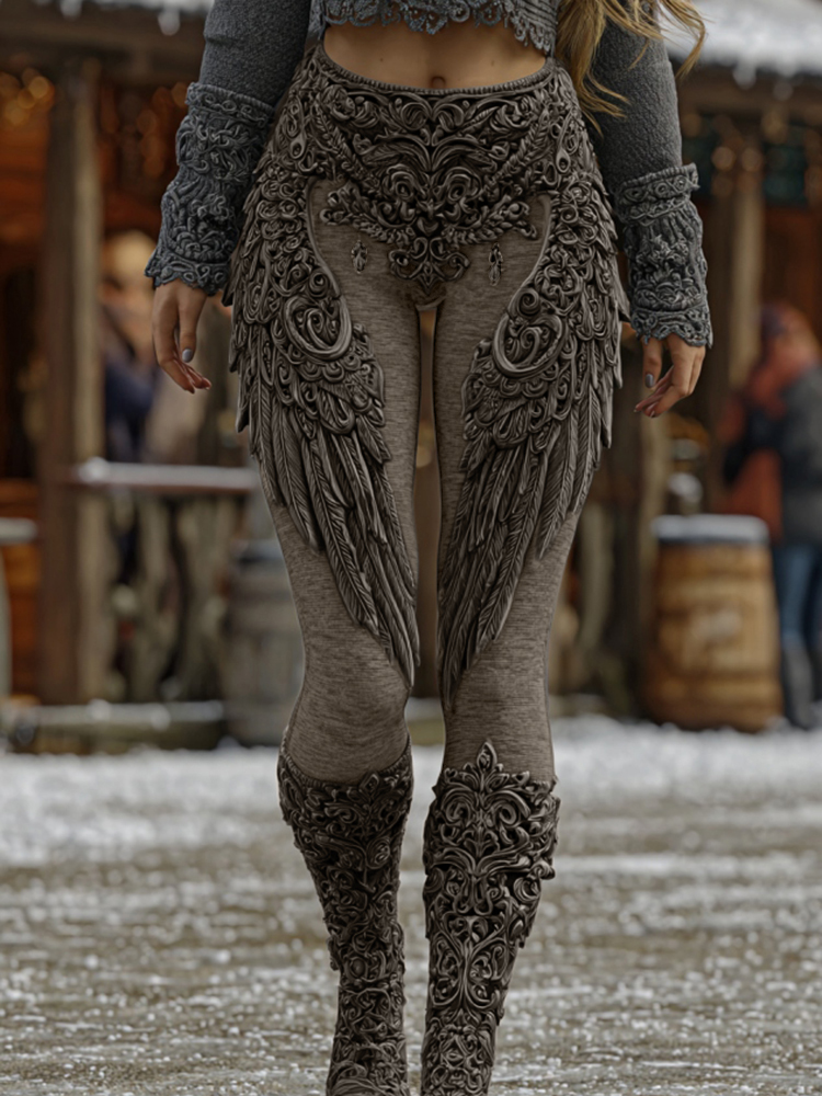 Women's Viking Celtic Wings Art Cozy Knit Leggings