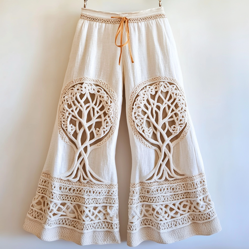Women's Viking Celtic Knot Tree Of Life Art Linen Lounge Pants