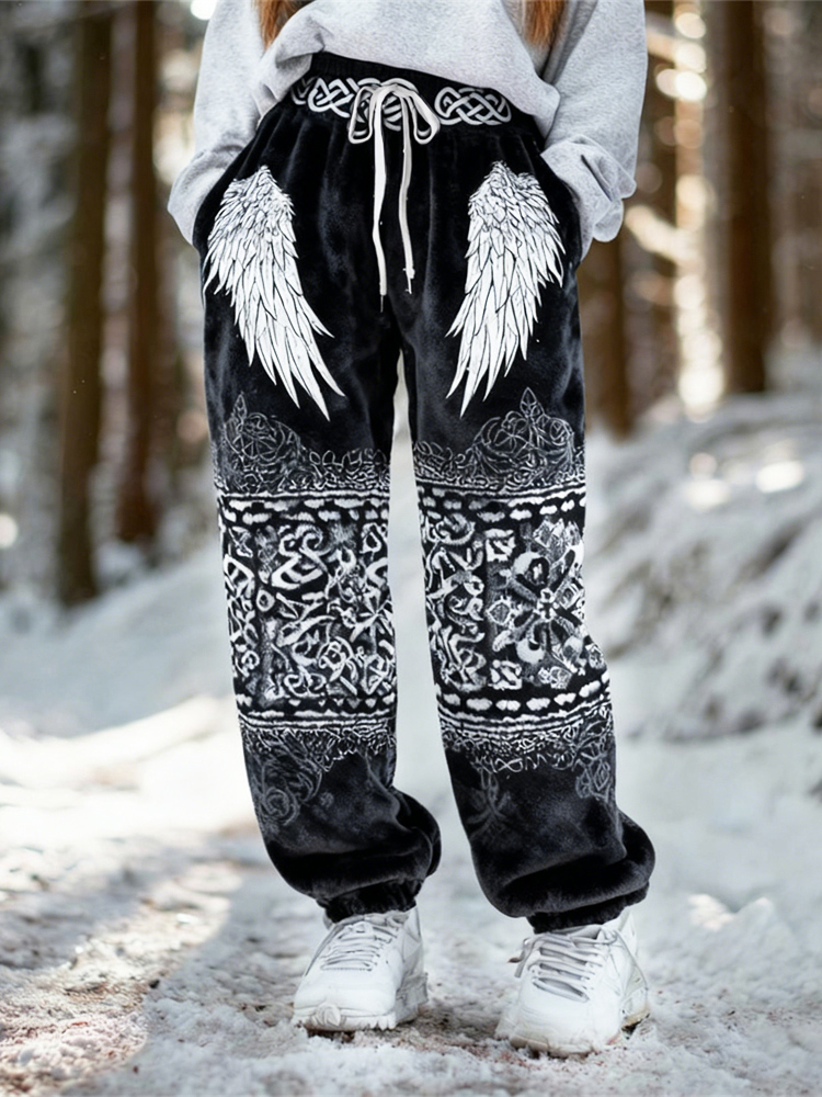 Viking Wing Pattern Design Women's Flannel Pants