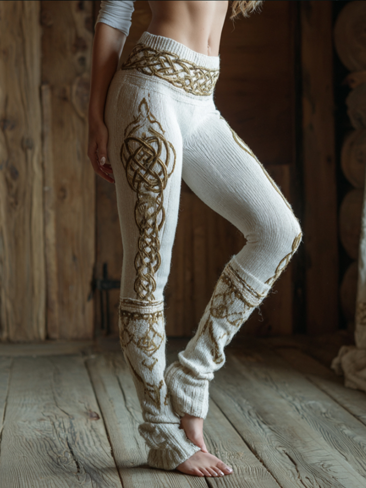 Women's Viking Style Hot Stamping Celtic Knot Casual Leggings