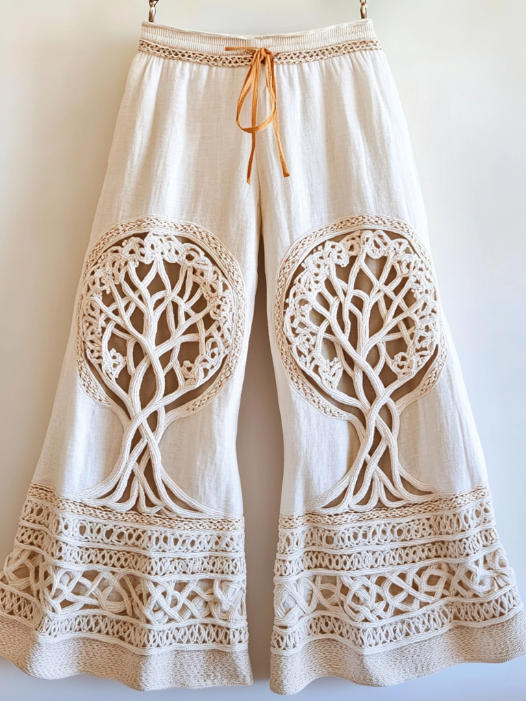 Women's Viking Celtic Knot Tree Of Life Art Linen Lounge Pants