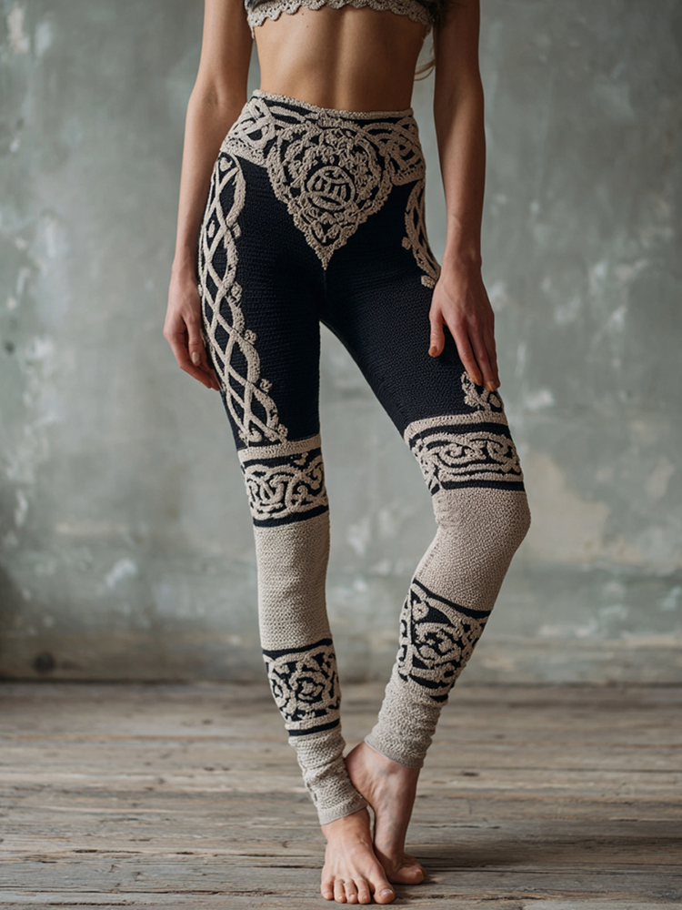 Women's Vintage Viking Celtic Knot Print Casual Leggings