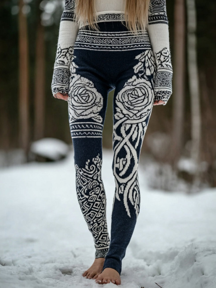 Women's Retro Celtic Rose Slim Fit Leggings
