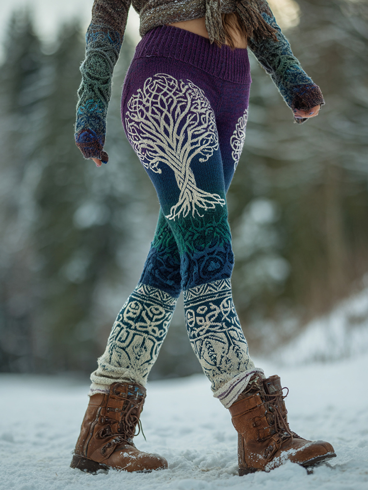 Women's Celtic Knot Tree Of Life Gradient Sports Stretch Leggings
