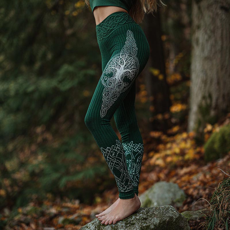Women's Retro Viking Tree Of Life Pattern Casual Leggings