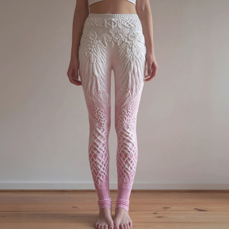 Women's Celtic Knot And Wing Pattern Knit Leggings