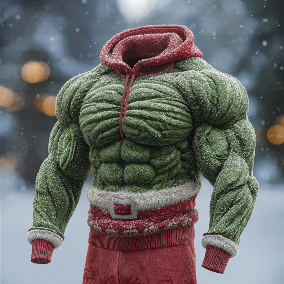 Christmas Funny Santa Claus Men's Hooded Flannel Sweatshirt