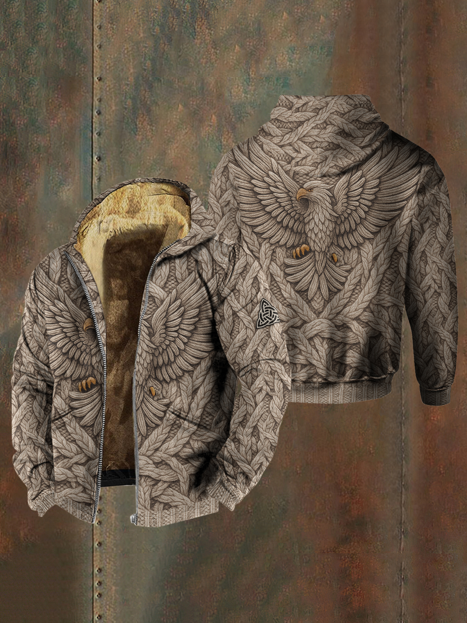 Men's Viking Eagle Print Zipper Jacket