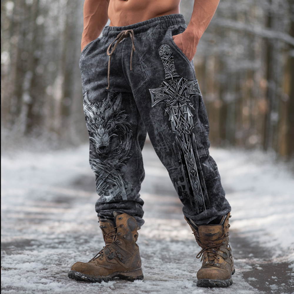 Vintage Viking Wolf Totem Sweatpants