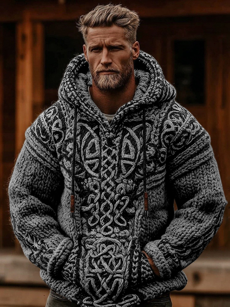 Men's Viking Celtic Knot Cozy Casual Hooded Sweater