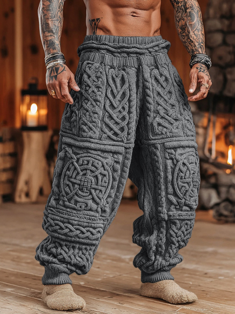 Men's Viking Tribal Celtic Pattern Art Cozy Knit Pants