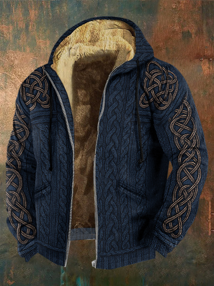 Men's Viking Style Celtic Knot Art Full Zip Hoodie